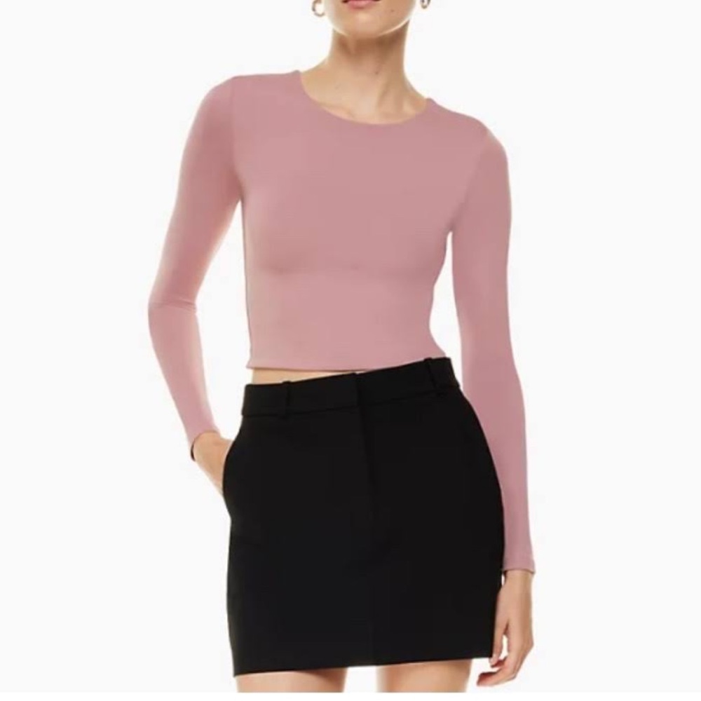NWT ARITZIA BABATON CONTOUR CREW LONG SLEEVE IN ASHY PINK